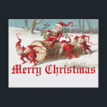 Vintage Christmas Santa Claus And Elf  Postcard<br><div class="desc">Vintage Christmas Santa Claus And Elf Postcard features Santa elves sliding on a log from The Miriam and Ira D. Wallach Division Of Art,  Prints and Photographs: Picture Collection published by L. Prang & Co. Original From The New York Public Library.</div>