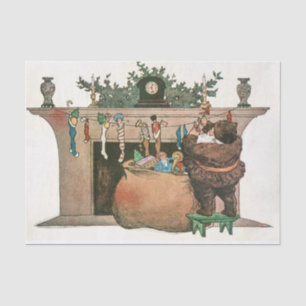 Vintage Christmas Santa Claus and Gifts Holiday Tissue Paper