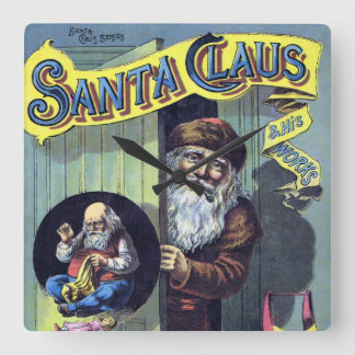 Vintage Christmas, Santa Claus and His Works Book Square Wall Clock