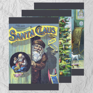 Vintage Christmas, Santa Claus and His Works Wrapping Paper Sheet