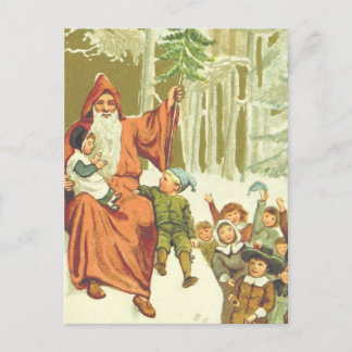 Vintage Christmas Santa Claus Arrives Postcard
