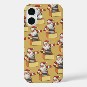 Vintage Christmas, Santa Claus as Jack in the Box iPhone 16 Case