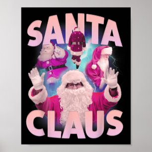 Vintage Christmas Santa Claus Bootleg 90s Hip Hop  Poster