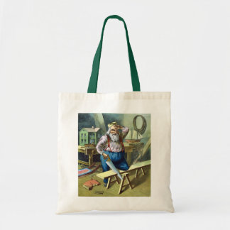 Vintage Christmas, Santa Claus Building Toys Saw Tote Bag
