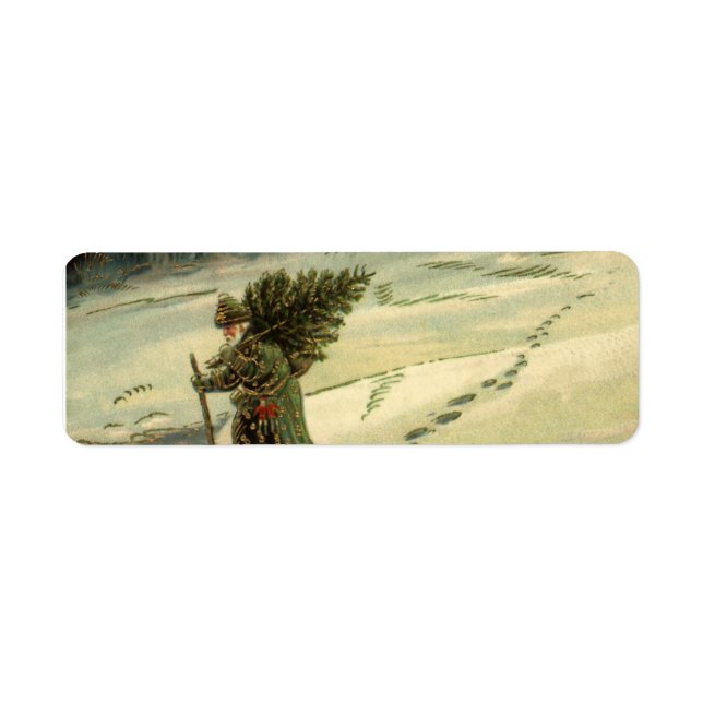 Vintage Christmas, Santa Claus Carrying a Tree (Front)