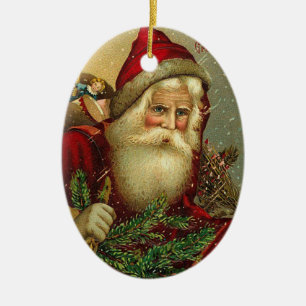 Vintage Christmas Santa Claus Ceramic Tree Decoration