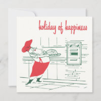 Vintage Christmas, Santa Claus Chef and Turkey