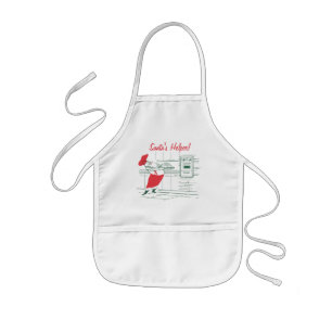 Vintage Christmas, Santa Claus Chef and Turkey Kids Apron