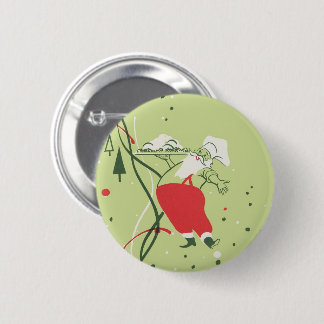 Vintage Christmas, Santa Claus Chef with Dinner 6 Cm Round Badge