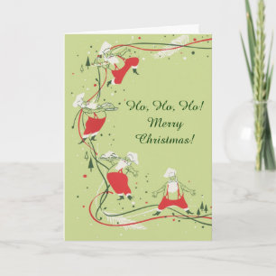 Vintage Christmas, Santa Claus Chef with Dinner Holiday Card