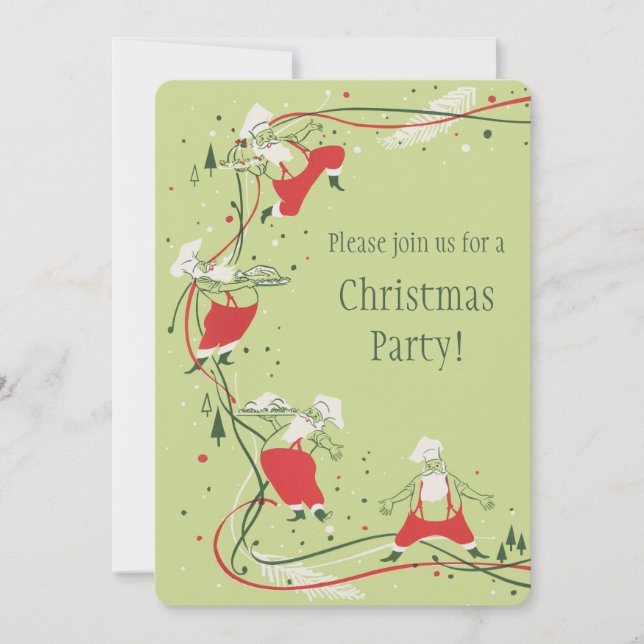 Vintage Christmas, Santa Claus Chef with Dinner Invitation (Front)