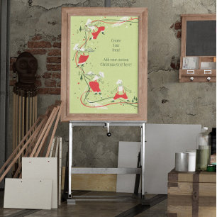 Vintage Christmas, Santa Claus Chef with Dinner Poster