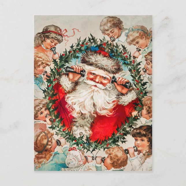 Vintage Christmas Santa Claus Children Postcard (Front)
