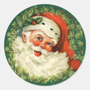 Vintage Christmas Santa Claus Classic Round Sticker