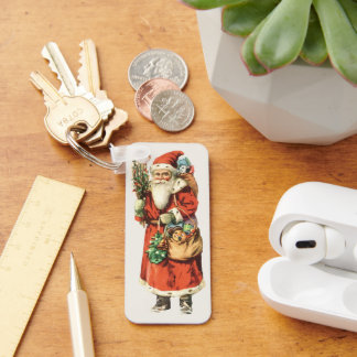 Vintage Christmas, Santa Claus Die Cut Image Key Ring