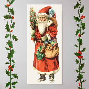 Vintage Christmas, Santa Claus Die Cut Image Poste Poster