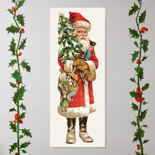 Vintage Christmas, Santa Claus Die Cut Image Poster