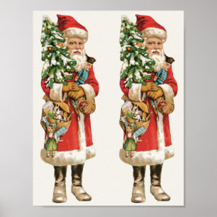 Vintage Christmas, Santa Claus Die Cut Image Poster