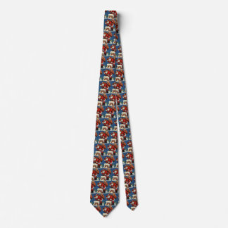 Vintage Christmas, Santa Claus Down Chimney w Toys Tie