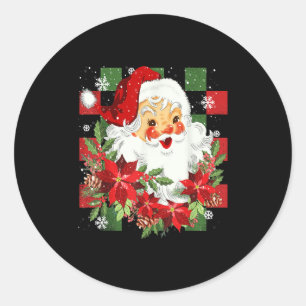 Vintage Christmas Santa Claus Face Funny Old Fashi Classic Round Sticker