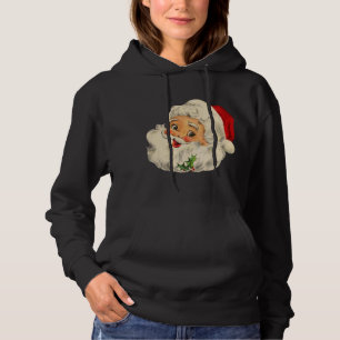 Vintage Christmas Santa Claus Face Funny Old Fashi Hoodie