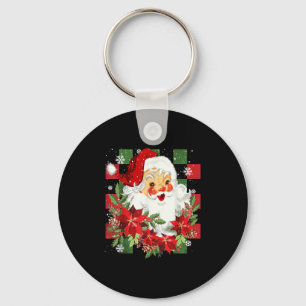 Vintage Christmas Santa Claus Face Funny Old Fashi Key Ring