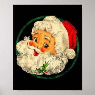 Vintage Christmas Santa Claus Face Old Fashioned Poster