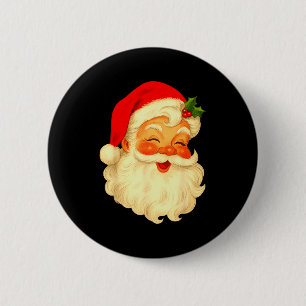 Vintage Christmas Santa Claus Face Old Fashioned X 6 Cm Round Badge
