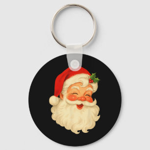 Vintage Christmas Santa Claus Face Old Fashioned X Key Ring