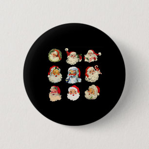 Vintage Christmas Santa Claus Faces Fun Old Fashio 6 Cm Round Badge