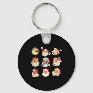 Vintage christmas santa claus faces fun old fashio key ring