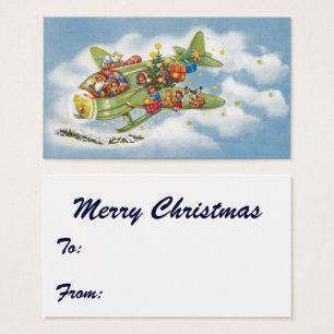 Vintage Christmas, Santa Claus Flying an Aeroplane