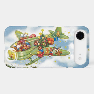 Vintage Christmas, Santa Claus Flying an Aeroplane