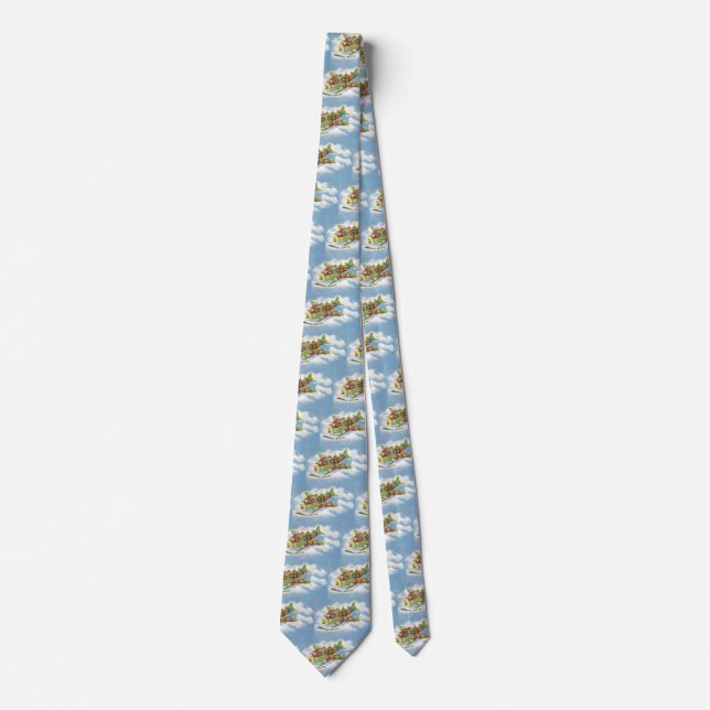 Vintage Christmas, Santa Claus Flying an Aeroplane Tie (Front)