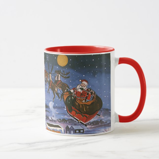 Vintage Christmas Santa Claus Flying His Sleigh Mug (Right)