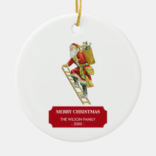 Vintage Christmas Santa Claus & Gifts   Ceramic Tree Decoration