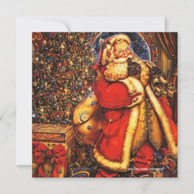 Vintage Christmas Santa Claus happy holiday gift. Invitation (Front)