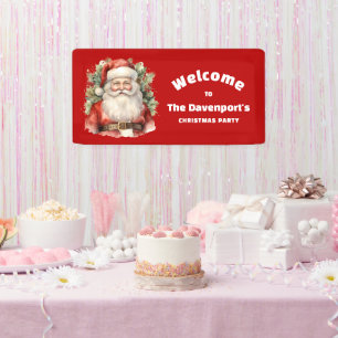 Vintage Christmas Santa Claus Happy Party Welcome Banner
