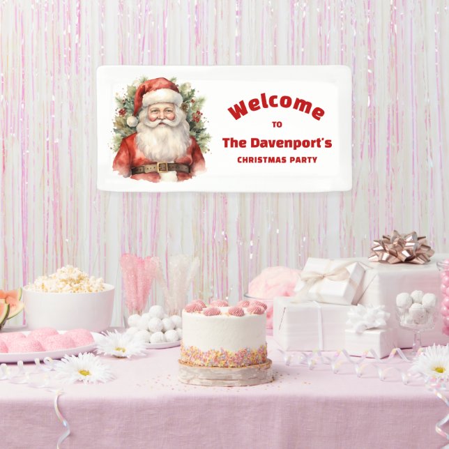 Vintage Christmas Santa Claus Happy Party Welcome Banner (Party)