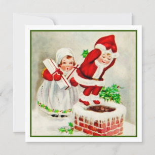 Vintage Christmas Santa Claus Helper’s Holiday Card
