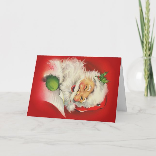 Vintage Christmas Santa Claus Holiday Card (Front)