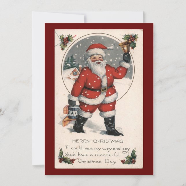 Vintage Christmas Santa Claus Holiday Card (Front)