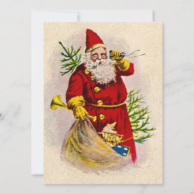 Vintage Christmas Santa Claus Holiday Card (Front)