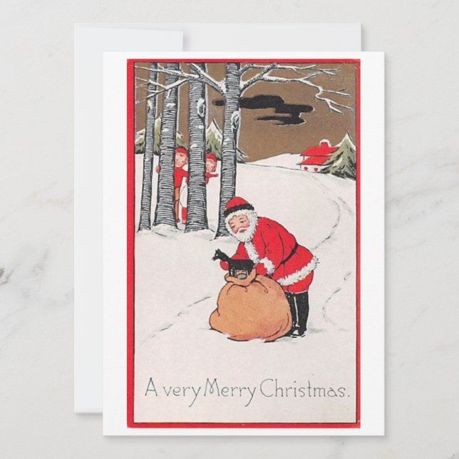 Vintage Christmas Santa Claus Holiday Card (Front)