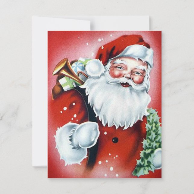 Vintage Christmas Santa Claus Holiday Card (Front)
