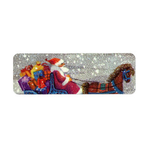 Vintage Christmas, Santa Claus Horse Open Sleigh