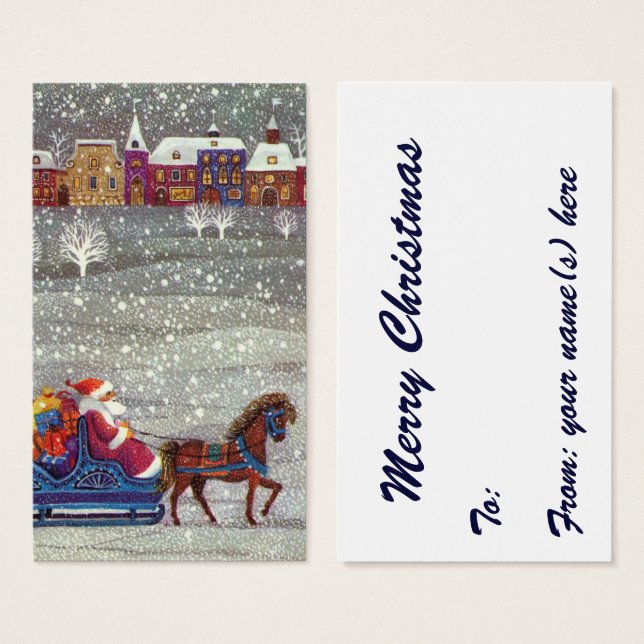 Vintage Christmas, Santa Claus Horse Open Sleigh (Front & Back)