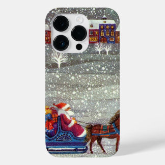 Vintage Christmas, Santa Claus Horse Open Sleigh Case-Mate iPhone 14 Pro Case