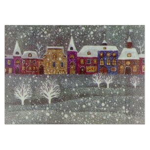 Vintage Christmas, Santa Claus Horse Open Sleigh Cutting Board