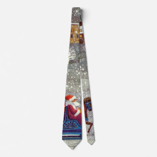 Vintage Christmas, Santa Claus Horse Open Sleigh Tie
